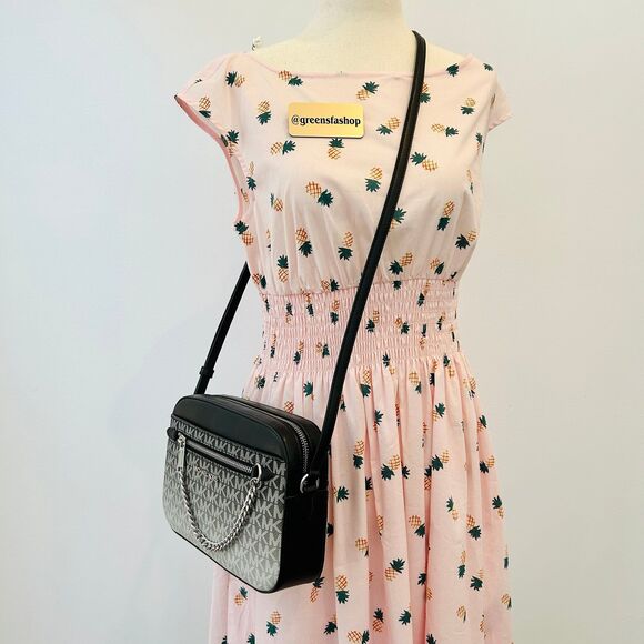 Michael Kors Purse Jet Set Ombré Signature Logo Crossbody Body Black - Picture 8 of 8